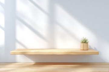 Minimal wooden table with plant bright room interior design natural light contemporary style