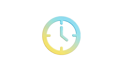 Clock Icon Showing Time on White Background