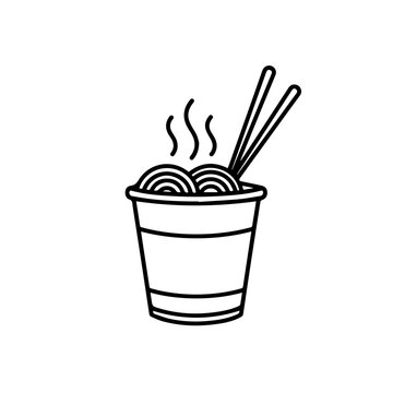 Steaming bowl of noodles isolated on transparent background, Vector