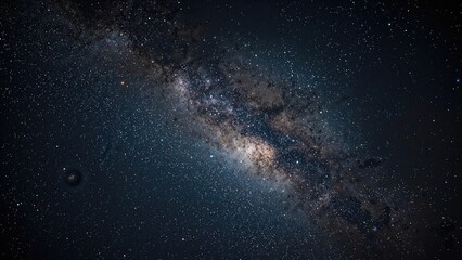 Night sky with stars and Milky Way galaxy over space. Astronomy and cosmic science, concept. The marvel of universe exploration.