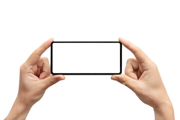 Man hand holding smartphone, mockup