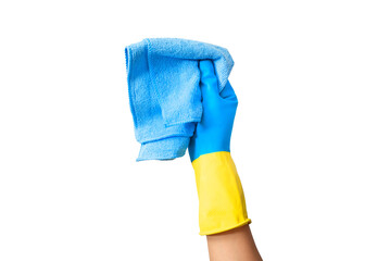 Cleaning services, hand with cloth isolated
