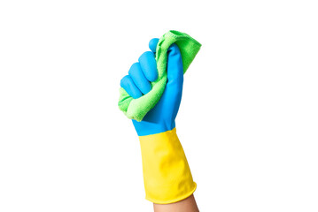 Cleaning services, hand with cloth isolated