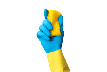 Cleaning services, hand with sponge isolated