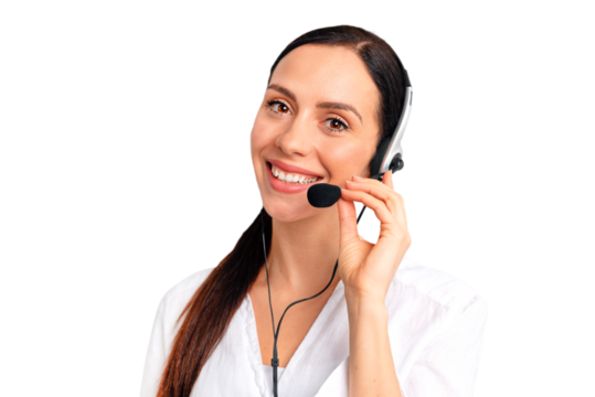 Helpline operator with headset - Powered by Adobe