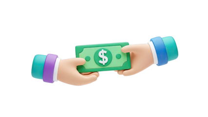 Hands Exchanging Dollar Bill