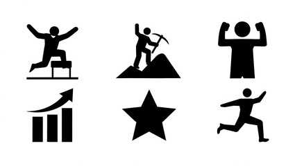 Vector silhouettes of people performing yoga and fitness poses set