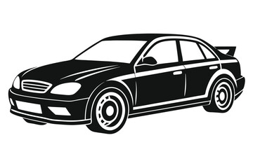 Naklejka premium Simple car outline in black vector, isolated on a white background for design use