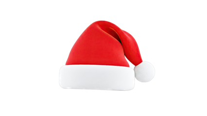 Red Santa Hat with White Fur Trim and Pom Pom
