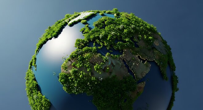 Vibrant earth globe lush green vegetation nature sustainable planet earth ecosystem growth concept