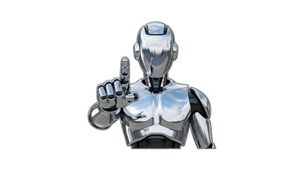 Silver Robot with Finger Raised