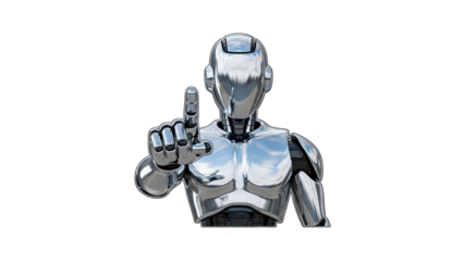 Silver Robot with Finger Raised