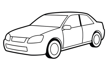 Naklejka premium Monochrome Sports Car Outline, Minimalist Vector Art on White