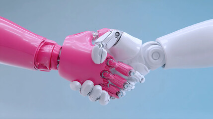 Human-Robot Collaboration Symbol, AI Partnership Concept, Future Workforce Integration
