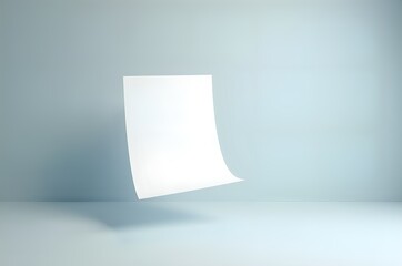 Floating Paper Sheet on Blue Gradient Background