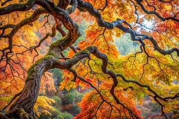 Several golden yellow maple leaves are arranged diagonally across a clean white background surface for a seasonal presentation.