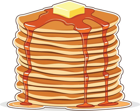 A delicious stack of pancakes drizzled with syrup and topped with butter