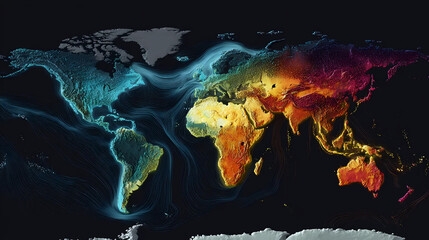 Global Data Heatmap Visualization, Climate Change Impact Map, Economic Activity Distribution
