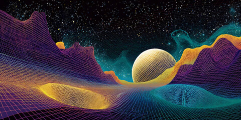 Fantasy Space Terrain, Alien Planet Visualization, Sci-Fi Dreamscape Art
