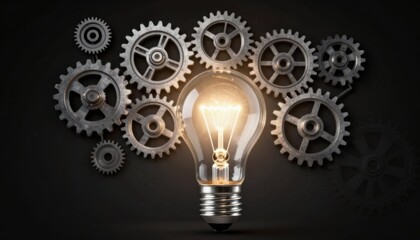 Industrial growth illuminating background of gear mechanics and innovation for the technology sector