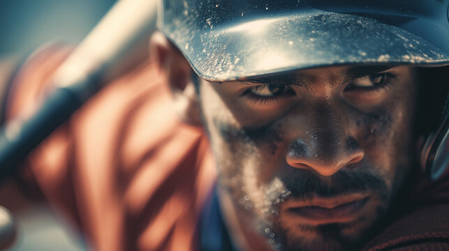 A baseball player with a bat and a helmet
