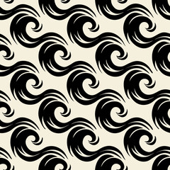 Fototapeta premium Title: Abstract black and white swirling pattern with flowing lines and organic shapes creating a