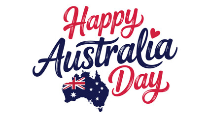 Fototapeta premium happy australia day typography design with australian flag and map silhouette patriotic national holiday celebration january 26