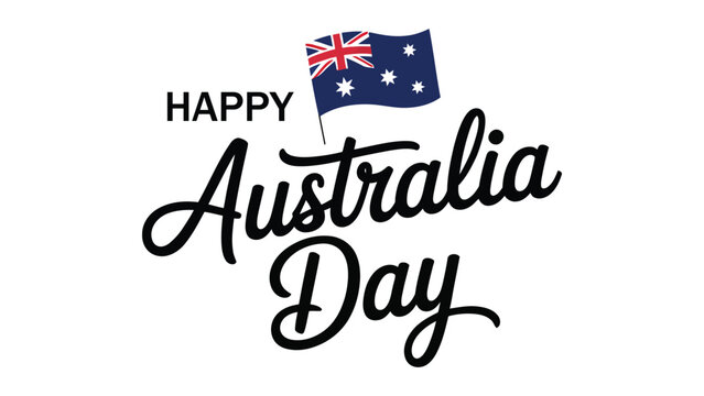  happy australia day hand lettering typography design with australian flag patriotic national holiday celebration january 26