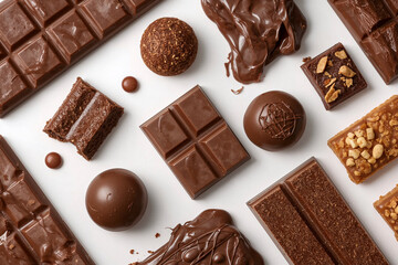 Assorted Chocolate Treats on White Background