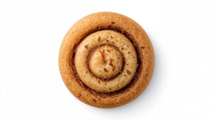 Fototapeta premium Baked cinnamon roll with a swirl design on a white background