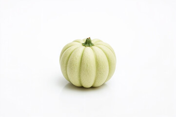 Fresh Round Courgette on White Background, Minimalist Studio Shot