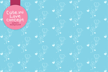 Blue and Love Balloons Valentine's Day Concept Pattern Seamless in Vector Art