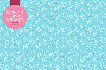 Blue and Love Heart Ring and Locket Valentine's Day Concept Pattern Seamless in Vector Art