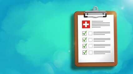 Medical checklist on clipboard with green checks