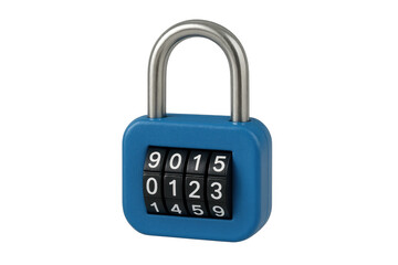Blue combination padlock securing data privacy concept