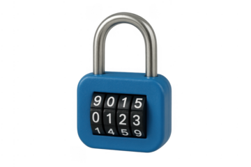 Blue combination padlock securing data privacy concept