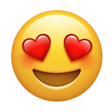 Smiling face with heart eyes emoji isolated on transparent background