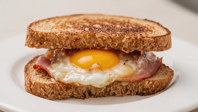 Posta de huevo con tocino en pan integral tostado