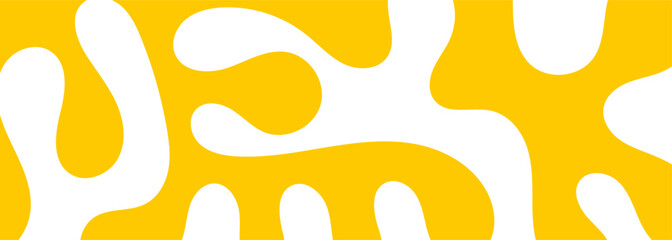 A vibrant, organic yellow liquid shape background and white abstract pattern featuring fluid shapes for a modern, posters, energetic, and minimalist background.