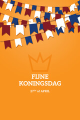 Fijne Koningsdag lettering text for Netherlands national holiday King's day