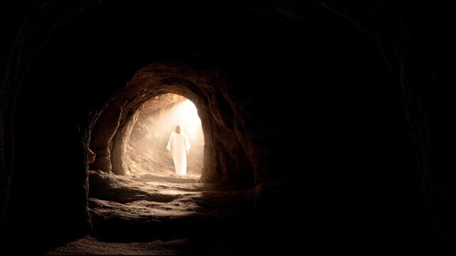 jesus walking out of the tomb