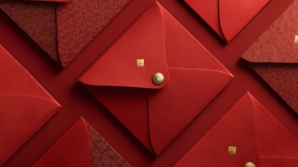 Red envelopes arranged for festive background