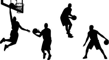 Set of silhouette of basketball vector