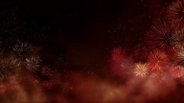 Vibrant fireworks exploding celebrating holiday event greeting