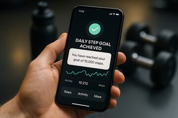Man Achieves Daily Step Goal on Fitness Tracking App