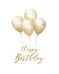 Elegant Gold Foil Birthday Greeting Card with Balloons Design