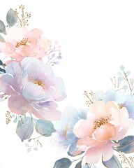 Soft Pastel Floral Birthday Greeting Card Design with Flowers