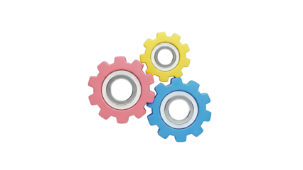 Colorful Gears Interlocking on White Background