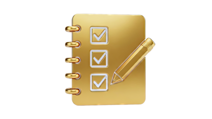 Golden Checklist with Pencil Icon