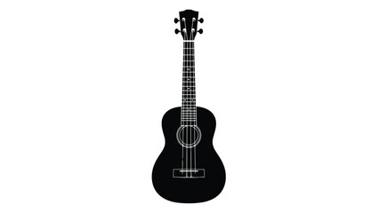 Fototapeta premium Black silhouette of an acoustic guitar on a isolated on white background